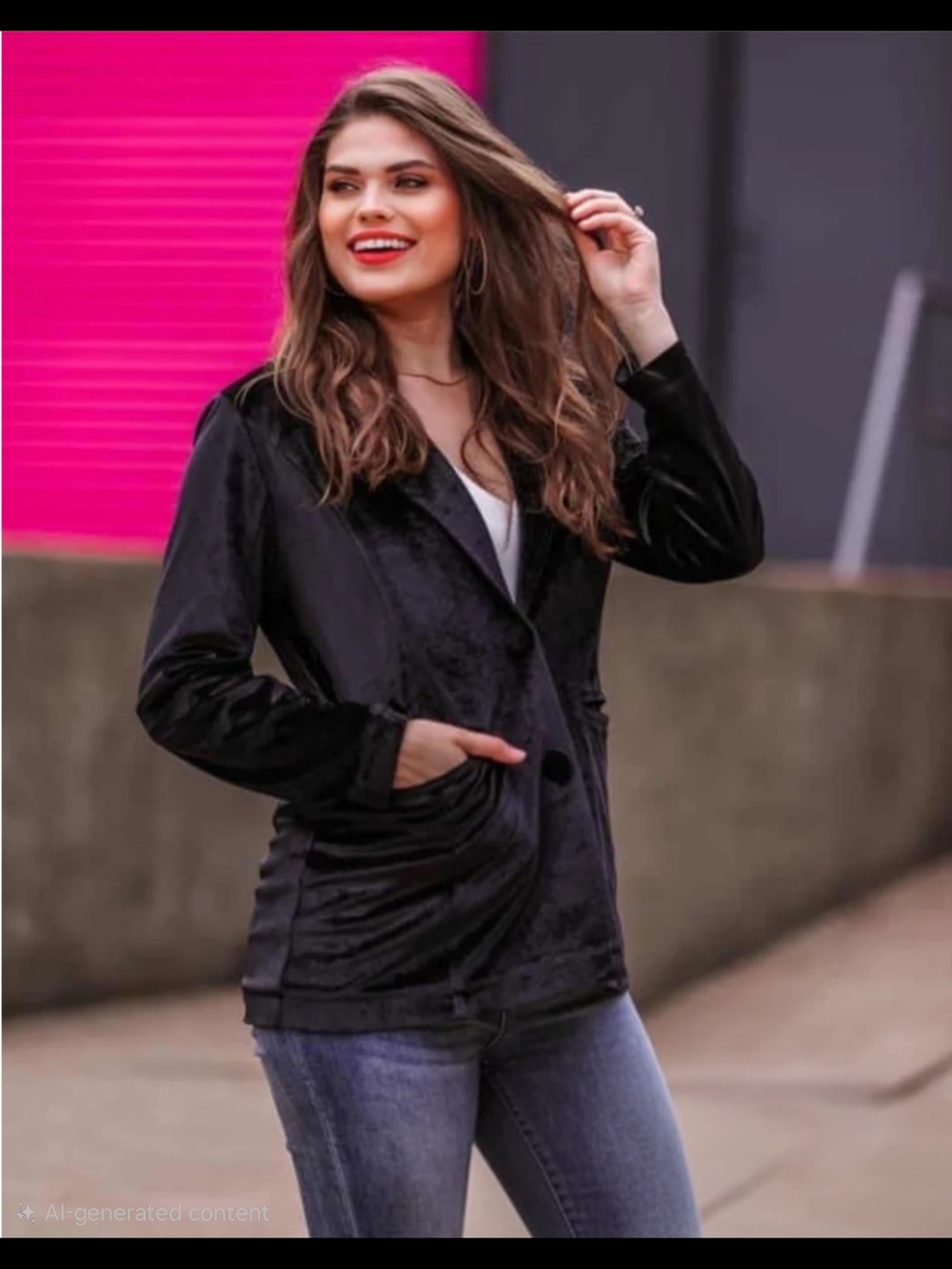 Jess Lea Women’s Black Sterling Velvet Blazer Jacket - Size XL